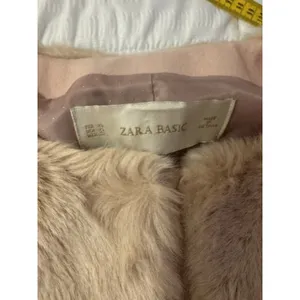 Zara Basic Coat Peacoat Wool Blend Pink Blush Faux Fur Women's XL Wicked thumbnail 6