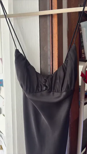 ZARA Silk Dress Black Midi size M thumbnail 4