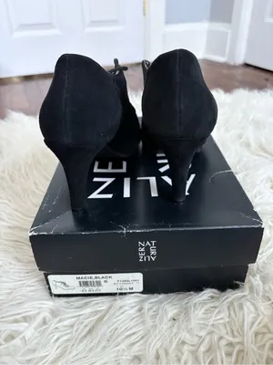 Naturalizer Macie Black Suede Lace-Up Heels Size 10.5 thumbnail 4