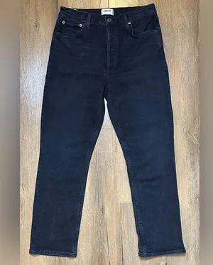 AGOLDE Riley Long Jean in Compilation Distressed Black Straight Jeans Size 29 thumbnail 2