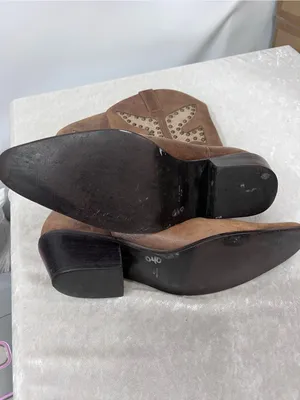Women's Tan Leather Western Boots pointed toe w/Stud Detail 8 1/2M Cowboy rodeo thumbnail 3