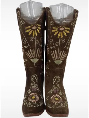 Agave Sky Vaquera Holly Suede Floral Embroidered Cowgirl Western Boots Size 6 thumbnail 3