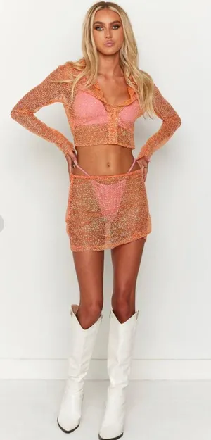 Beginning Boutique Two Piece Orange Set thumbnail 4