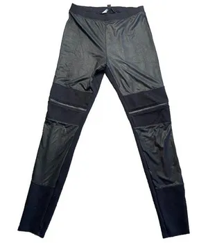 Guess Los Angeles Black Faux Leather Moto Leggings Zippers Womens M‎ thumbnail 1