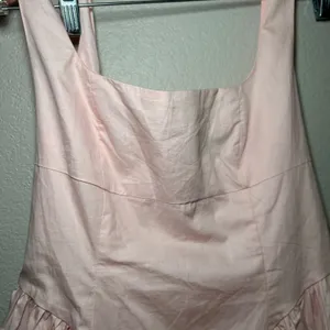 Finesse Pink Cotton Poplin Basque Waist Mini Dress Sleeveless Back Tie Size M thumbnail 3