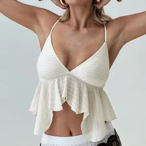 Princess Polly Tank Top asymmetrical fairy crop womens Cream (size 8) festival thumbnail 1