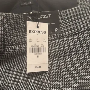 Express Checkered Black and White Mid Rise Ankle Pants thumbnail 2