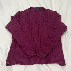 Polo Ralph Lauren Purple Knit 100% Cotton Crewneck Sweater Large thumbnail 1
