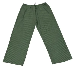 Things Between Green & Gray Stripe Wide Leg Relaxed Fit Sienna Pull On Pants thumbnail 4