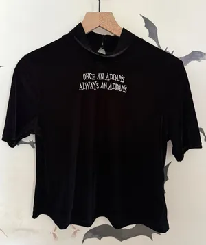Killstar Wednesday Addams Collab Black Velvet Mock Neck Top XL Allergic To Color thumbnail 1