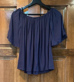Lilly Pulitzer Sain Off-Shoulder Blouse Short‎ Bell Sleeve Tassel True Navy thumbnail 1