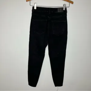 Curvy hi-rise‎ Jeggings crop black button fly distressed size 0 thumbnail 6
