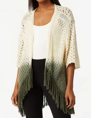 Young Fabulous and Broke Peer Tree Crochet Fringe Ombre Cardigan Sweater thumbnail 1