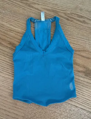 Women’s Teal V-Neck Racerback Tank Top thumbnail 1