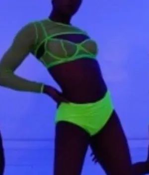 Lime green 3 piece rave set/dance costume thumbnail 3