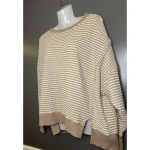American Eagle Outfitters Sweater Womens XS Beige Waffle Knit Crewneck Pullover thumbnail 4