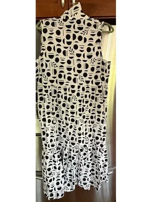 Rachel Zoe Sleeveless Black and White Patterned Maxi Dress Size 1X thumbnail 2