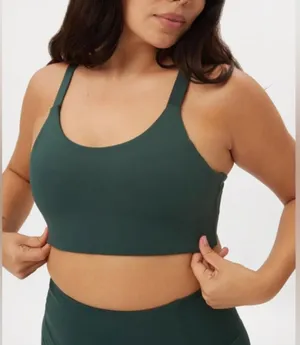 NWT Girlfriend Collective Lou Sports Bra XXXL Teal Green V-Back Gym Workout thumbnail 1