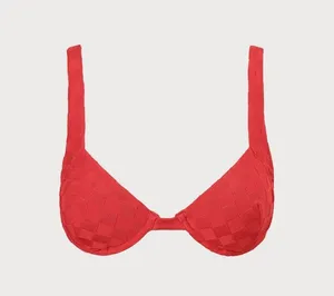 Berlook Red Jacquard Underwire Bikini Top ONLY 71 Size M thumbnail 4