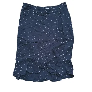 Jigsaw Chiffon Polka Dot Dash Ruffle Midi Skirt Size 4 Black Preppy Quiet Luxury thumbnail 2