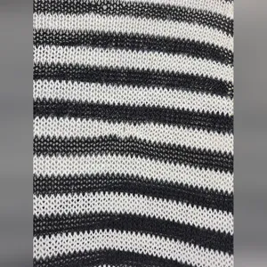 AQUA Bloomingdale’s boho summer beach Striped Black and White Sweater Medium thumbnail 5
