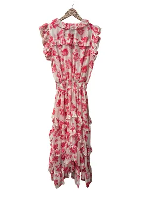 MISA Los Angeles Dakota Sleeveless Midi Dress Abstract Rose Flora Pink Medium thumbnail 5