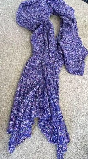 Mermaid Snuggle Blanket Purple pink white Adult Size Tail Knit Sleeping Bag thumbnail 1