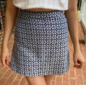 Anthropologie Hutch EUC Women's Blue White Geometric Print A-Line Skirt Size 0 thumbnail 1