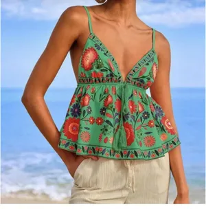 NWT Anthropologie Sun Drenched Silky Babydoll Cami Tropical Sz XS thumbnail 4