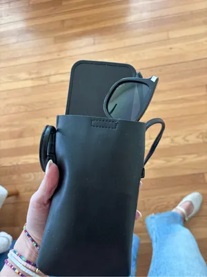 minimalist black leather mini crossbody purse 90s y2k sleek shoulder bag thumbnail 2