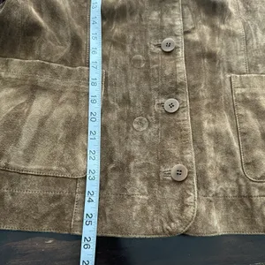 VTG Anne Klein Y2K XL Suede Leather Button Up Jacket chocolate Brown thumbnail 7