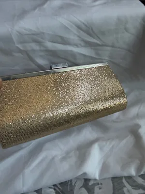 Gold Sparkle Evening Clutch with Chain Strap thumbnail 5