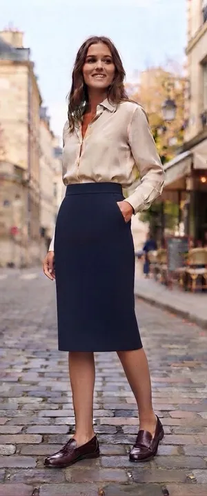 Vintage Christian Dior Separates Navy Blue Midi Skirt Size 8 Pleated High Waist thumbnail 1