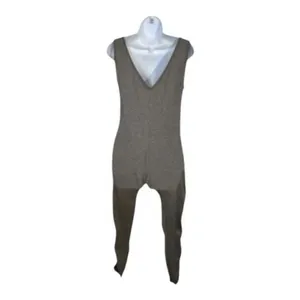 Women Grey Black Sleeveless Jumpsuit Size M Skinny Leg Stretch Romper Scoop Neck thumbnail 3