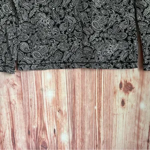 Lauren Ralph Lauren Black White Paisley Ruffle Front Long Sleeve Blouse Sz S thumbnail 6