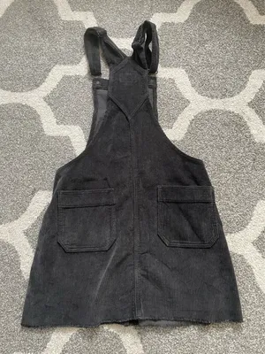 American Eagle Black Corduroy Overall Dress thumbnail 3