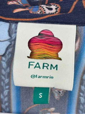 FARM Rio Navy Floral Button-Front Blouse with Blue & Cream Accents thumbnail 2