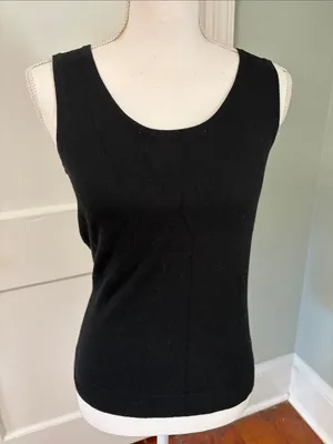 August Silk Classic Black Tank Top Cotton Blend Size Small thumbnail 1