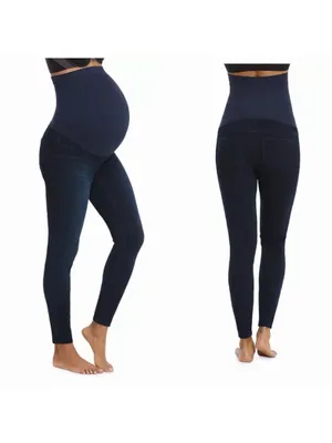 SPANX Mama Faux Denim Maternity Leggings Pull-On Shaping Dark Wash Size S thumbnail 2