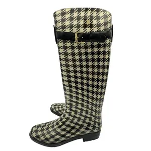 Lauren Ralph Lauren Houndstooth Tall‎ Rain Boots Women's Size 6 Classic Timeless thumbnail 2