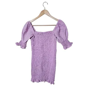 Faithful the Brand Annibelis Linen Mini Dress‎ Lilac Puff Sleeves Size Small thumbnail 4