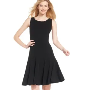 Calvin Klein Black Textured Sleeveless Fit & Flare Dress Size 4 Small thumbnail 11