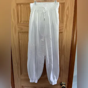 Abercrombie & Fitch drawstring high rise sweatpants white size Small thumbnail 6