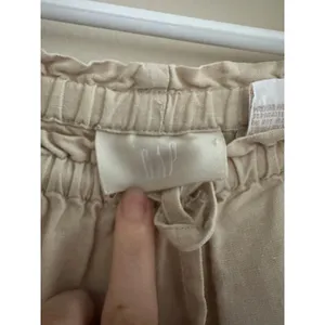 Vintage GAP 100% Linen Wide Leg Pants Medium Beige Drawstring Waist Hong Kong thumbnail 2
