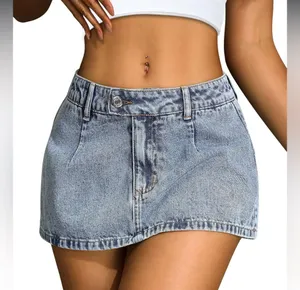 NWT Amazon- Denim Mini Skirt for Women Low Waisted Jean Micro Skort thumbnail 1