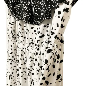 Les Sereine Off Shoulder Smocked Maxi Dress Mixed Print Tiered Slit Large thumbnail 4