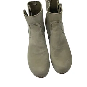 Toffel Swedish Hasbeens Zip It Emy Clog Boots in grey suede 37 thumbnail 2
