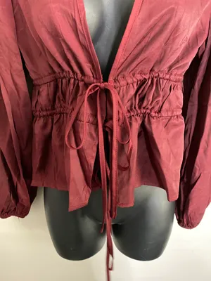 Burgundy Long Sleeve Fashion Top thumbnail 5