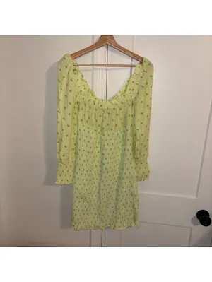 Faithfull The Brand NWT $189 Size M Gombardy Mini Dress Bisset Floral Yellow thumbnail 6