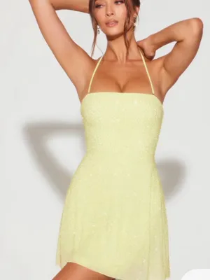 Oh Polly Lime Salerno Embellished Multi Wear A-Line Mini Dress thumbnail 3